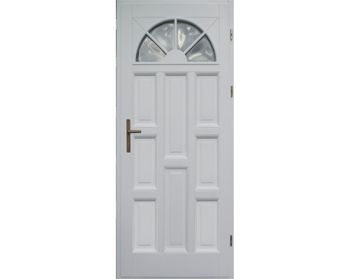 Ușă de intrare din lemn pentru exterior 1/1 molid alb 90x210 cm dreapta