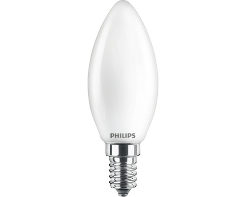 Bec LED Philips E14 4,3W 470 lumeni, glob mat lumânare, lumină caldă-0