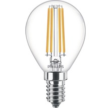 Bec LED Philips E14 6,5W 806 lumeni, glob clar G45, lumină caldă-thumb-0