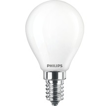Bec LED Philips E14 6,5W 806 lumeni, glob mat G45, lumină caldă-thumb-0