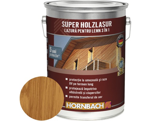 Lazură pentru lemn 3 în 1 Super Holzlasur teak 5 l