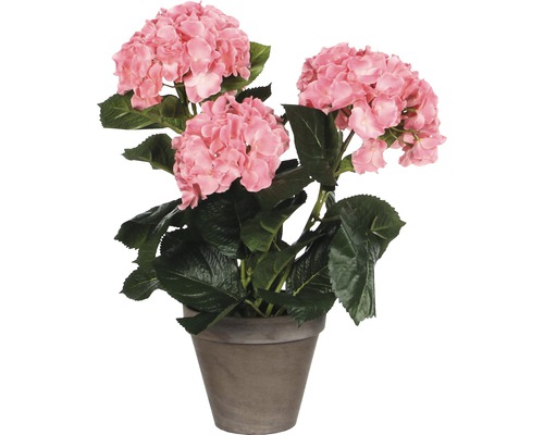 plantă artificială Hortensie Ø 13,5 cm H 40 cm roz-0