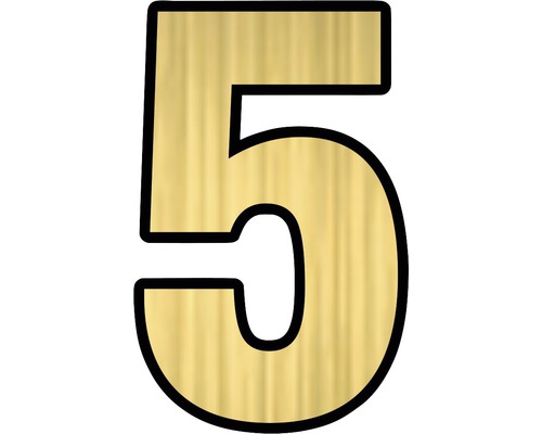Număr casă „5” pentru poartă/ușă, material plastic ABS auriu