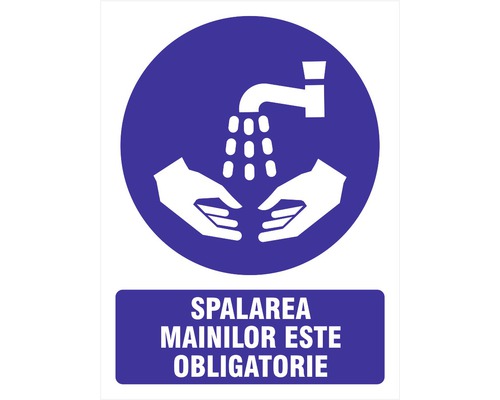 Indicator avertizare „Spălarea mâinilor este obligatorie” (Coronavirus)