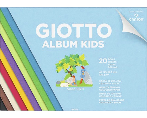 Bloc hârtie colorată A4 Giotto Album Kids, 20 foi