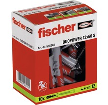 Dibluri plastic cu șurub Fischer DuoPower 12x60 mm, 10 bucăți-thumb-1