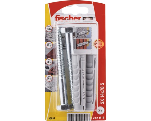 Dibluri plastic cu șurub Fischer SX 14x70 mm, 2 bucăți