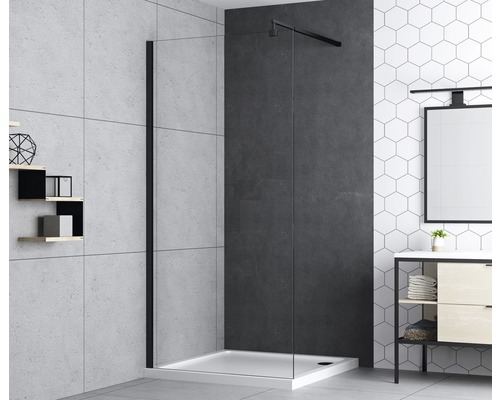 Perete duș tip walk-in basano Modena 100x195 cm sticlă transparentă profil negru-0