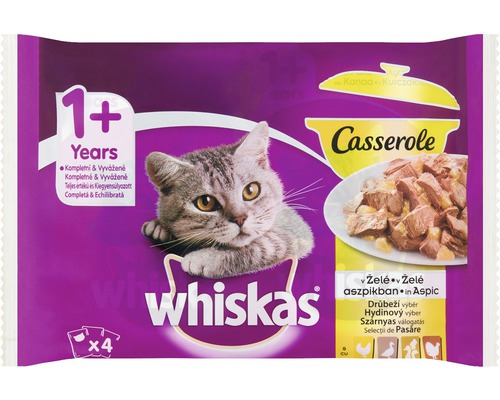 Hrană umedă pentru pisici Whiskas Casserole Selecții pasăre 4x85 g