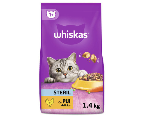 Hrană uscată pentru pisici Whiskas Sterile pui, 1,4 kg