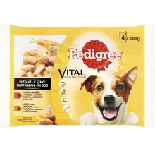 Hrană umedă pentru câini Pedigree Adult cu vită și miel/curcan și morcov în sos 4x100 g-thumb-0