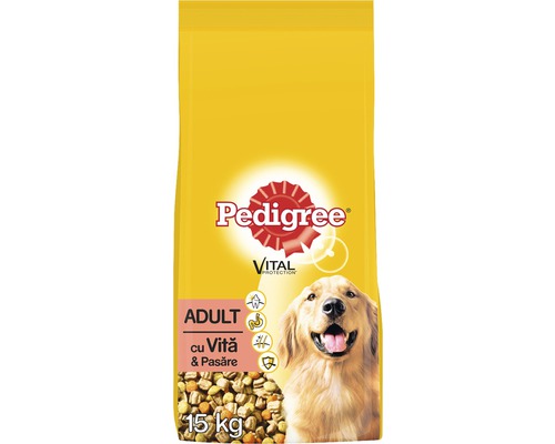 Hrană uscată pentru câini Pedigree uscat Adult, vită & pasăre, 15 kg