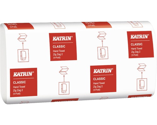 Set prosoape de hârtie pliate Katrin Classic Zig-Zag 230x232 mm, 150 foi albe-0