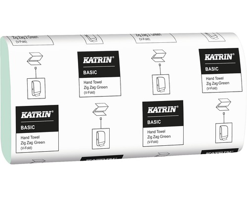 Set prosoape de hârtie pliate Katrin Basic Zig-Zag 230x232 mm, 250 foi verzi-0