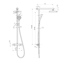 Sistem de duș cu termostat AVITAL Treska, duș fix ⌀23 cm 3 funcții, pară mobilă 3 funcții, furtun duș 1,5m, crom/negru-thumb-16