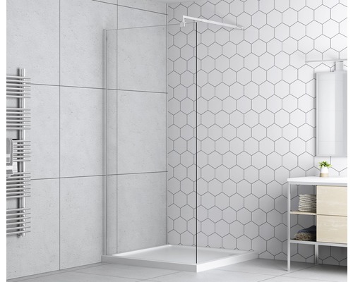 Perete duș tip walk-in basano Modena, 100x195 cm, sticlă securizată transparentă, profil cromat-0