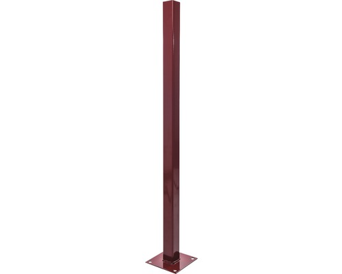 Stâlp Baufence cu talpă 5x5x125 cm roșu