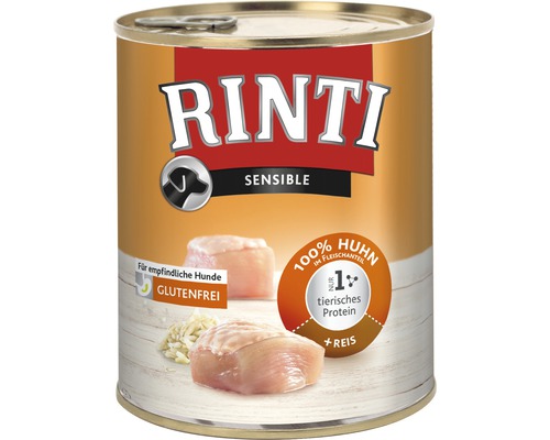 Hrană umedă pentru câini Rinti Sensible cu pui și orez 800 g-0