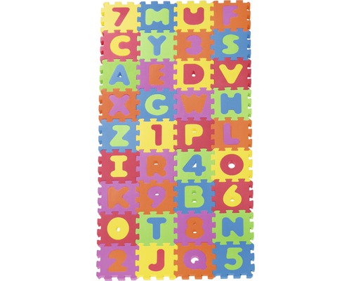 Covor puzzle litere și cifre, 36 piese, 16x16 cm
