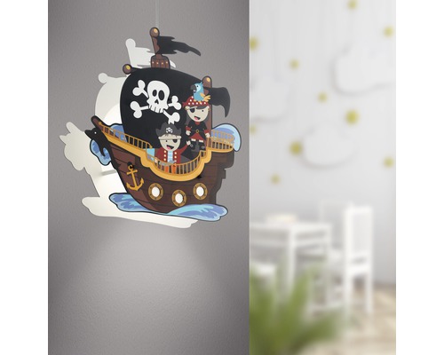 Pendul San Carlo E27 max. 2x25W, corabie pirați, pentru camera copiilor-0