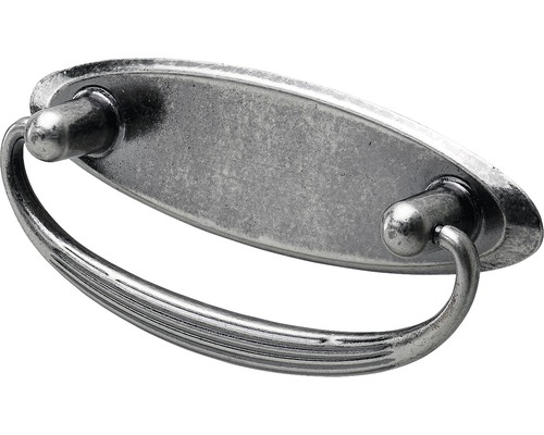Mâner mobilă Hettich Antik & Retro 64/94 mm, cu inel trăgător, zamac argintiu brunat-0