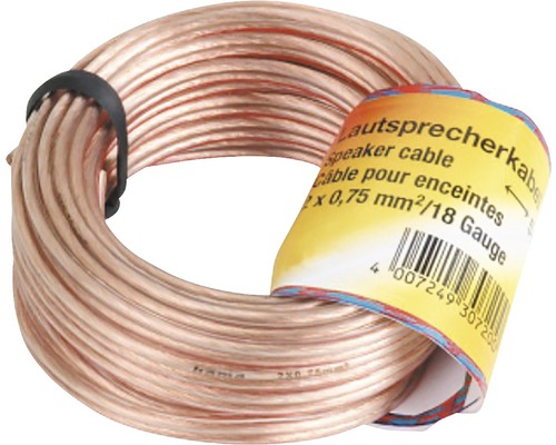 Cablu difuzoare Hama 2x0,75 mm² transparent, inel 20m