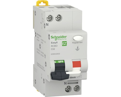 Întreruptor automat cu protecție diferențială Schneider Easy9 RCBO 1P+N 32A 4,5kA/30mA, curbă C
