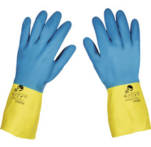 Mănuși de protecție Cerva Caspia din latex & neopren albastru/galben, mărimea 10-thumb-1