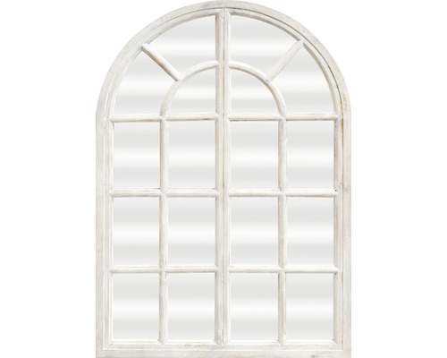 Oglindă de perete cu ramă de lemn, model fereastră, alb 60x90 cm-0