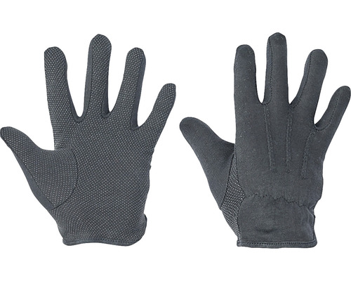 Mănuși de protecție Cerva Bustard tricotate din bumbac negru, puncte din PVC în palmă, mărimea 9-0