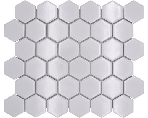 Mozaic ceramic hexagonal HX080 uni alb lucios 32,5x28,1 cm