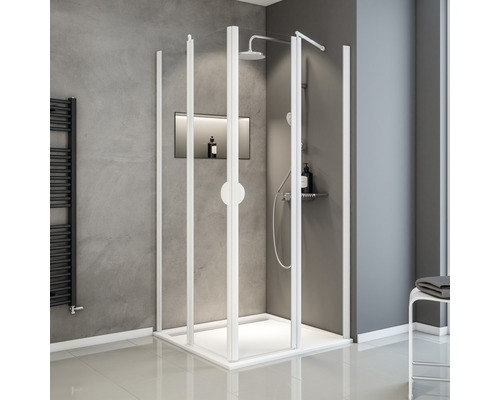 Cabină de duș pătrată Schulte Lugano, 80x80x180 cm, sticlă securizată transparentă, profil alb-0