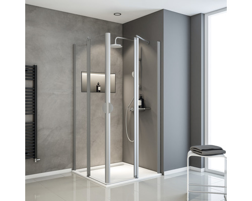 Cabină de duș pătrată Schulte Lugano 80x80x180 cm, sticlă securizată transparentă, profil alunatur-0