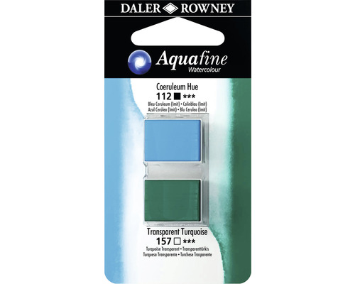 Set 2 godete acuarelă Aquafine Coeruleum Hue & Transparent Turquoise-0