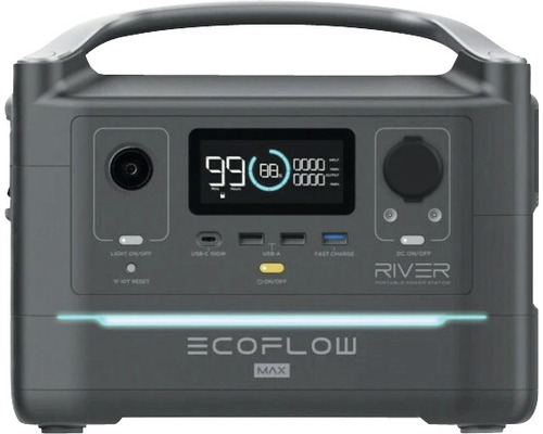 Stație portabilă acumulatori EcoFlow RiverMax 576Wh Li-Ion, putere 600W, cu posibilitate de încărcare solară