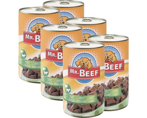 Hrană umedă pentru câini Mr. Beef cu miel și curcan 1 pachet 6x1200 g