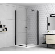 Ușă duș batantă basano Modena black 90x197,5 cm sticlă transparentă profil negru mat-thumb-2