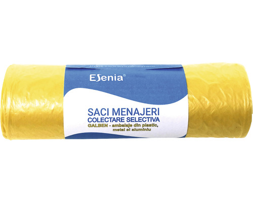 Saci menajeri Esenia 120L 70x108 cm, galben, rolă 10 bucăți, pentru colectarea selectivă a deșeurilor