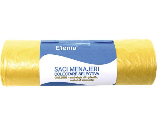 Saci menajeri Esenia 60L 60x80 cm, galben, rolă 20 bucăți, pentru colectarea selectivă a deșeurilor