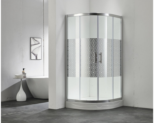 Cabină de duș semirotundă Belform Maze 90 x 90 x 185 cm sticlă transparentă profil crom