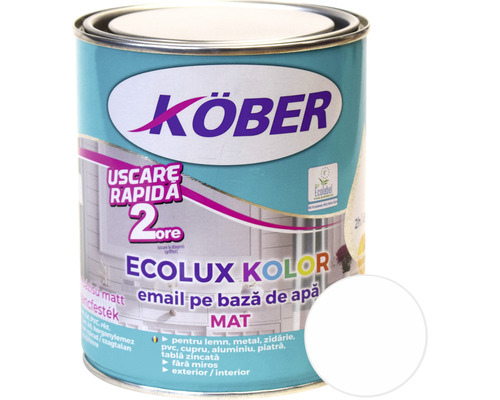 Email mat pe bază de apă Ecolux Kolor Köber alb 0,6 l