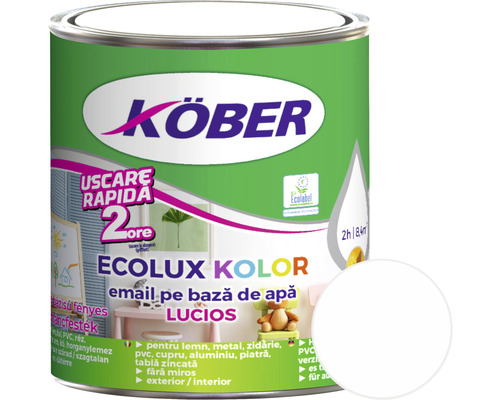 Email lucios pe bază de apă Ecolux Kolor Köber alb 0,6 l