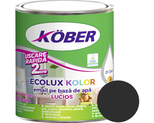 Email lucios pe bază de apă Ecolux Kolor Köber negru 0,6 l