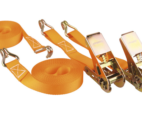 Chingi de fixare cu clichet & cârlig Mamutec 25mm x 5m, max. 800kg, portocaliu, pachet 2 bucăți-0