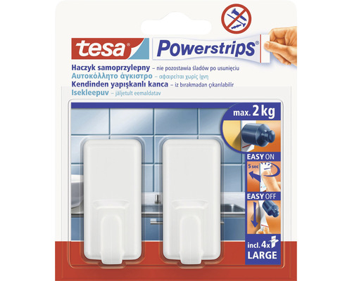 Cârlig adeziv clasic tesa® Powerstrips, set 2 buc.