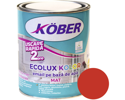 Email mat pe bază de apă Ecolux Kolor Köber roșu 0,6 l