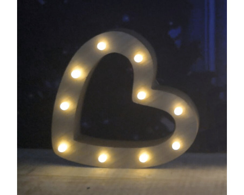 Decorațiune inimă din lemn Lafiora 10 LED-uri H 27 cm alb cald incl. timer