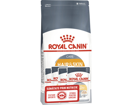 Hrană uscată pentru pisici Royal Canin Hair&Skin Care Adult piele și blană 2 kg+4 plicuri hrană umedă-0