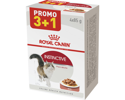 Hrană umedă pentru pisici Royal Canin Instinctive Adult în sos 4x85g promo 3+1
