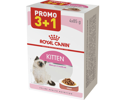 Hrană umedă pentru pisici Royal Canin Kitten în sos 4x85 g promo 3+1-0